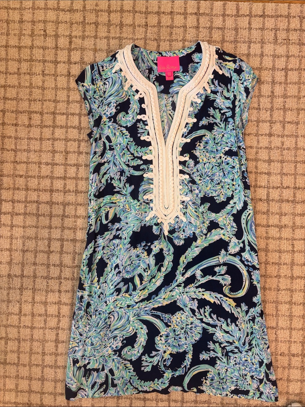 Lilly Pulitzer Navy with Aqua & Mint Floral Paisley Tunic Dress